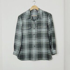 TanJay Women's Green Casual Plaid Flannel Collared Long Sleeve Button Shirt 12